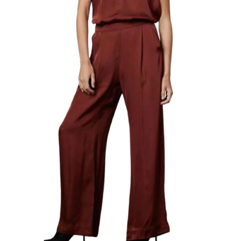 women's wedding pantsLivi Satin Wide Leg Pant In Ruby