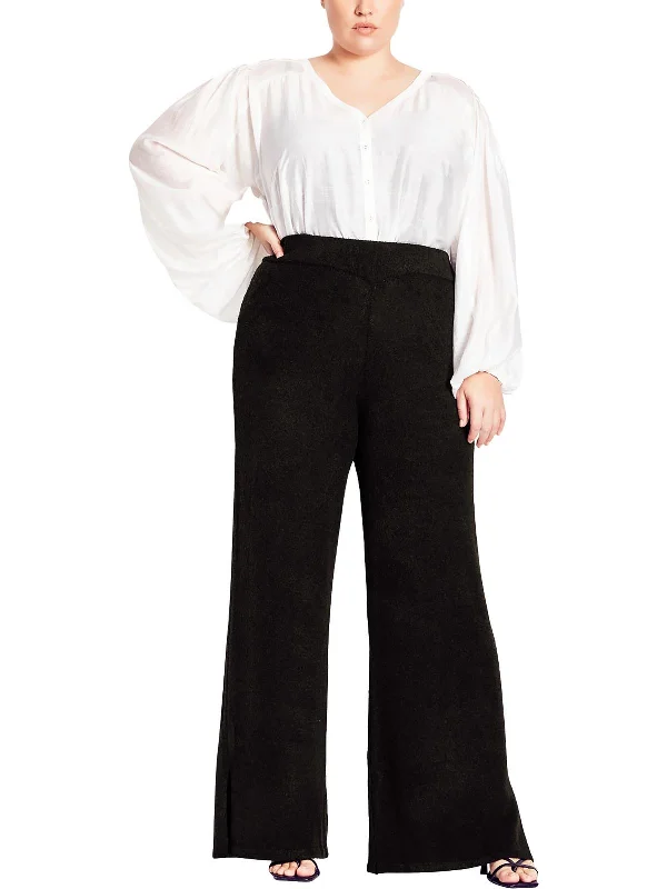 women's wide-leg pantsWomens Split Hem Long Wide Leg Pants