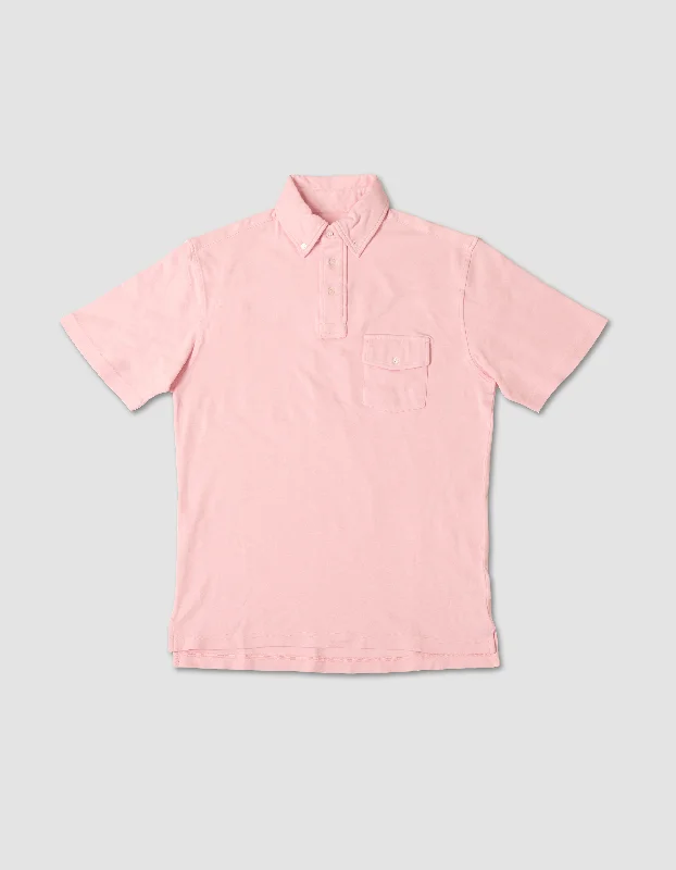 women's metallic dressesBUTTON DOWN COLLAR POLO SHIRT- PINK