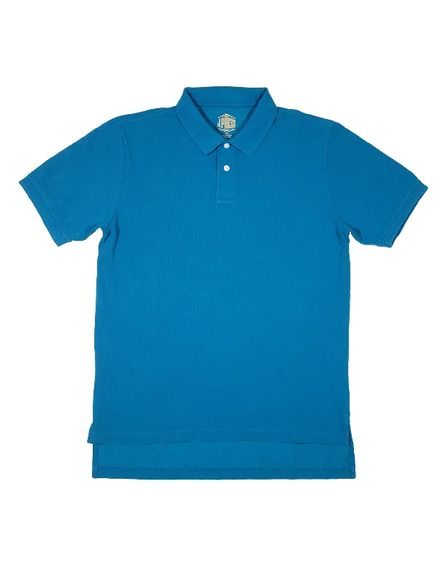 women's fashionable dressesSOLID PIQUE POLO - MEDIUM BLUE