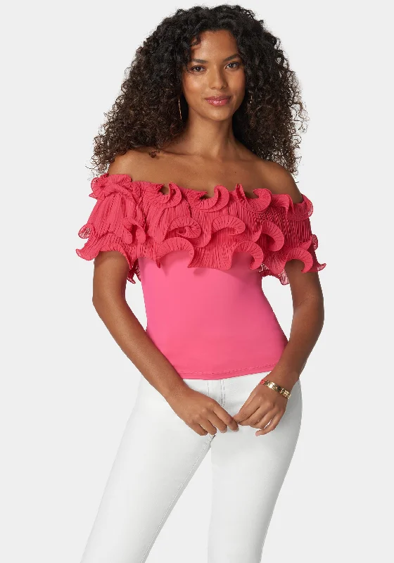 women's A-line dressesOff Shoulder Ruffle Top