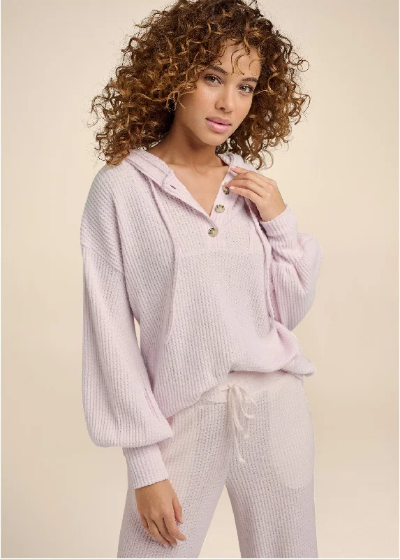 women's cinched-waist dressesBrushed Waffle Hoodie  - Mauve