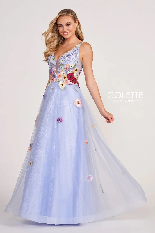 women's body-skimming dressesColette CL2084 Floral Applique Formal Prom Long Dress