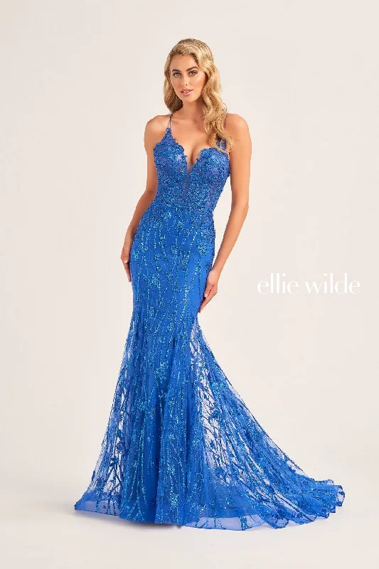 women's minimalist dressesEllie Wilde EW35104 Prom Long Fitted Sequin Formal Dress